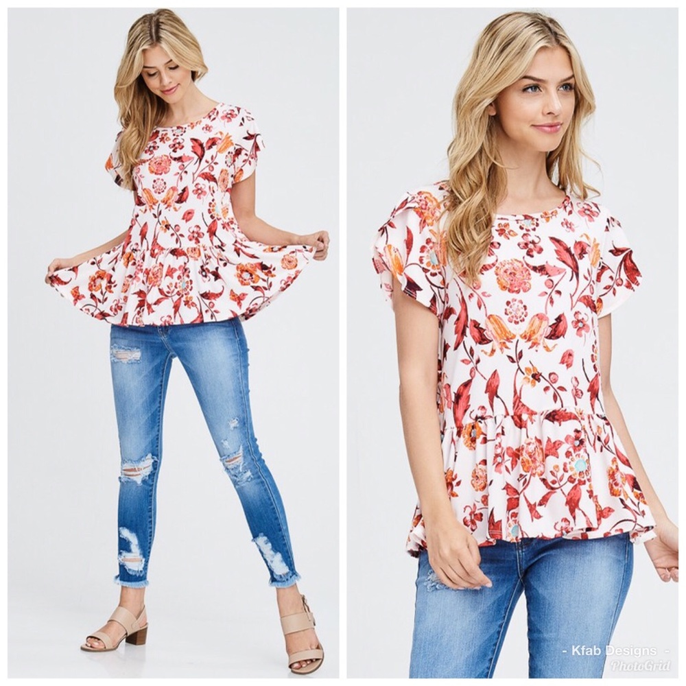 💕LAST 1! Tulip Sleeve Babydoll Ruffle Tunic! - Picture 2 of 7